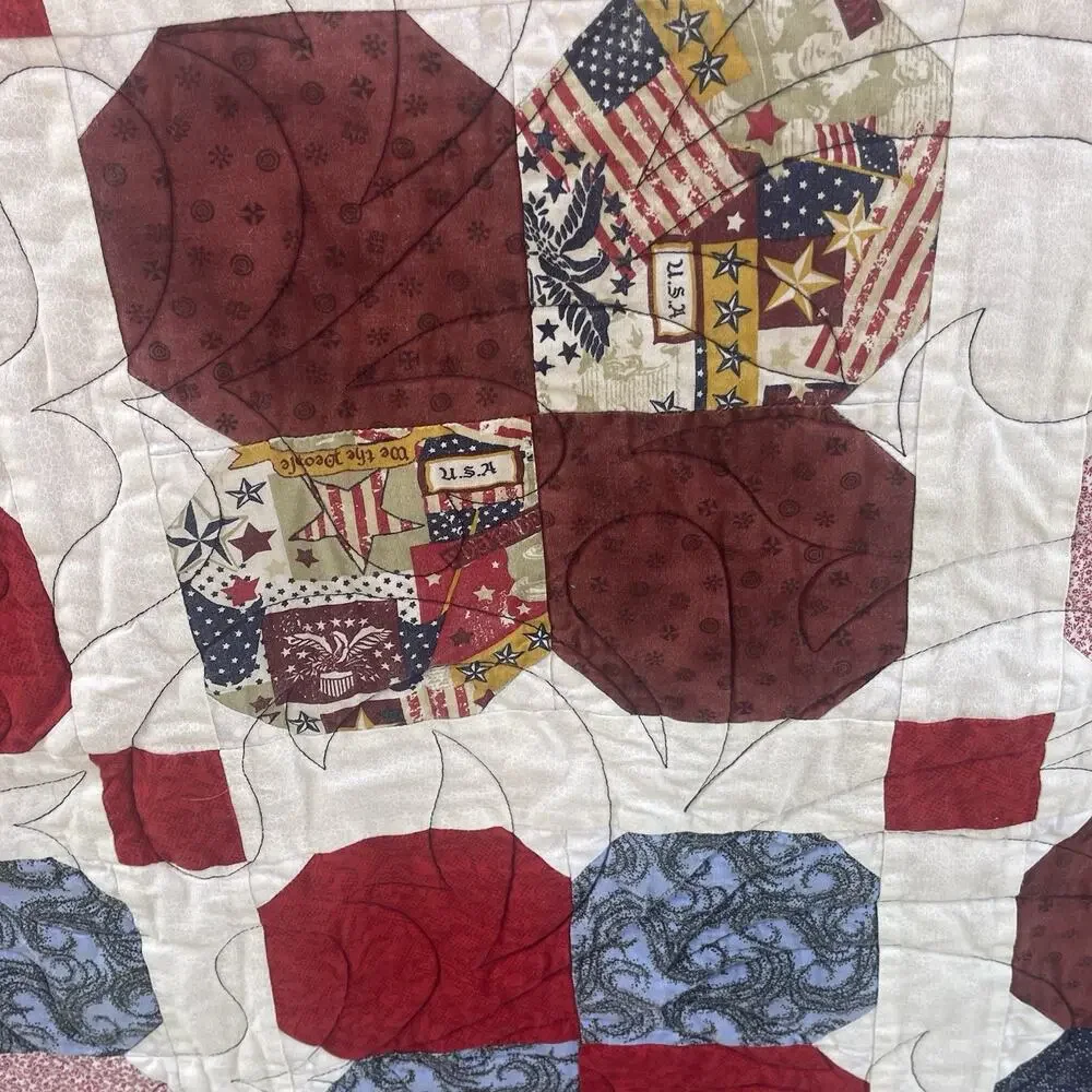Vintage Bow tie Pattern Quilt. 50”x65” Heartland Quilters Machine Washable